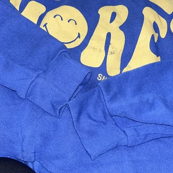 Smiley World Smile More Graphic Print Pullover Crewneck Sweatshirt Blue XL - Picture 6 of 6